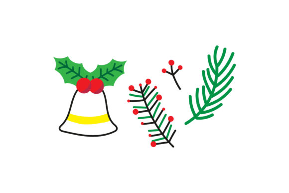Bell Mistletoe Asset Christmas Set Illustrations