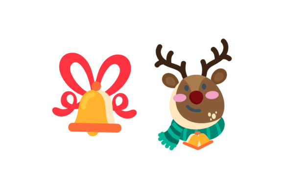 Bell Reindeer Illustrations for Christmas Content