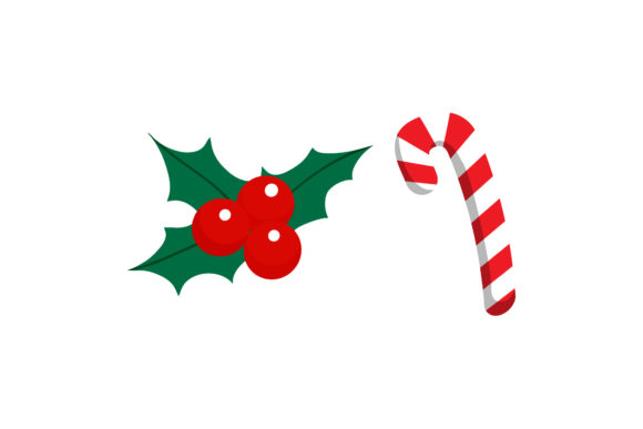 Candy Mistletoe Christmas Vector Illustrations