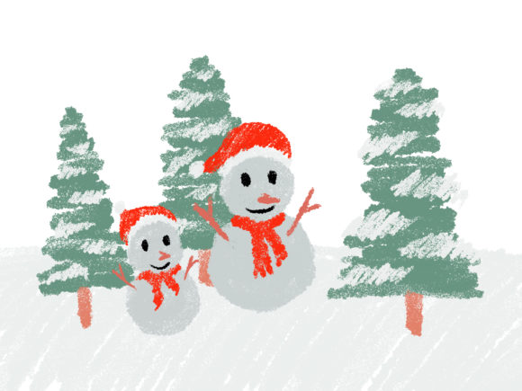 Christmas Crayon Illustrations