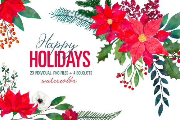 Christmas Floral Clipart Xmas New Year