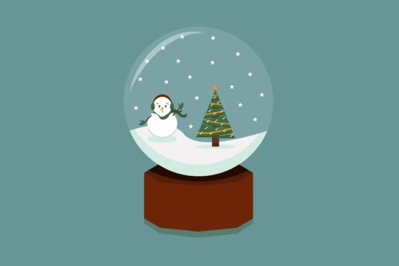 Christmas Globe with Snowman Ornament Illustrations