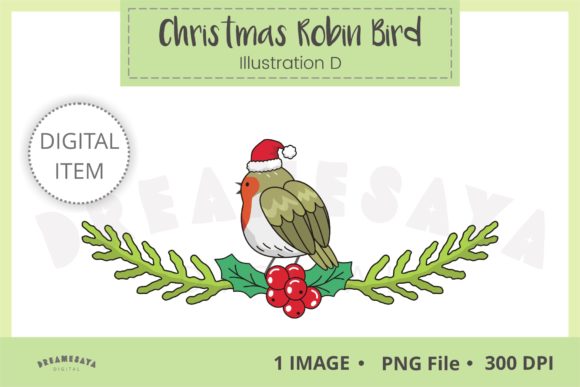Christmas Robin Bird Illustration D