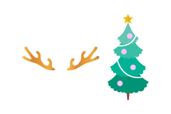 Christmas Tree Horn Illustrations for Seasonal Design