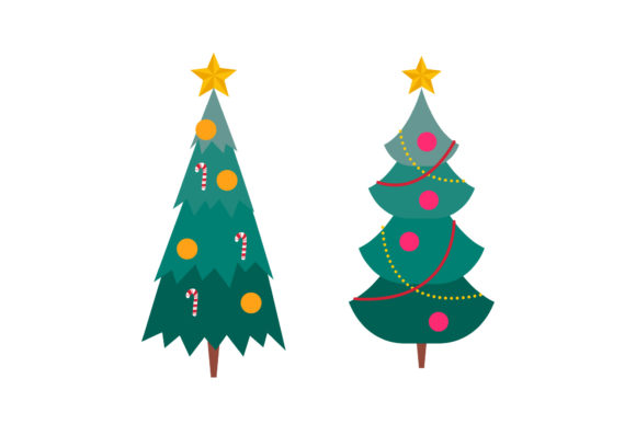 Christmas Tree Set Illustrations for Local Business Branding