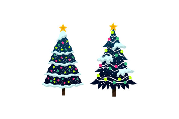 Christmas Tree Sets Illustrations for Seasonal Design