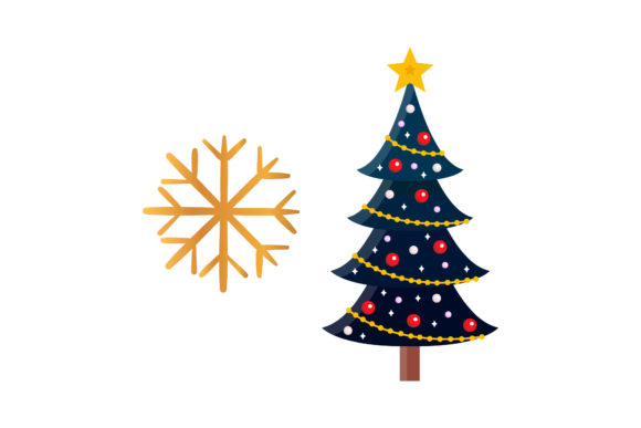 Christmas Tree Snow Illustrations for Digital Selling