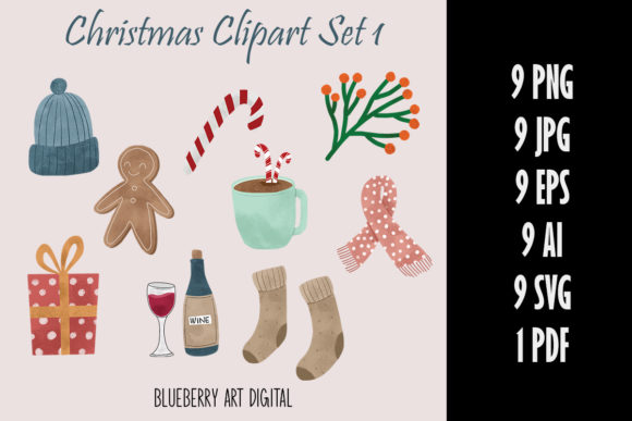 Cozy Christmas Clipart Collection Illustrations