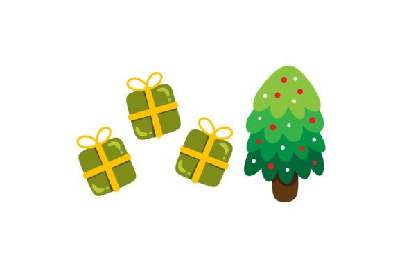 Gift Tree Set Christmas Illustrations