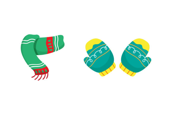 Gloves Scarf Christmas Vector Illustrations