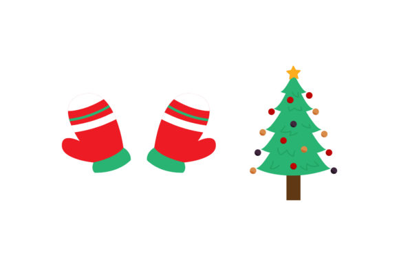 Gloves Tree Set Christmas Illustrations