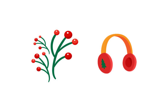 Mistletoe Headphone Christmas Vector Illustrations
