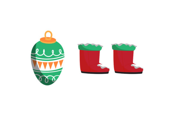 Ornament Boots Christmas Vector Illustrations