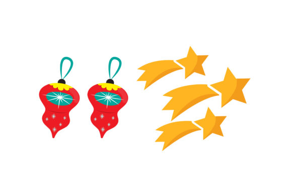 Ornament Star Set Christmas Asset for Editorial Design