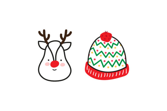 Reindeer Hat Asset Christmas Set for Editorial Design