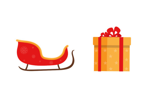 Santa’s Sled Gift Box Christmas Vector Illustrations