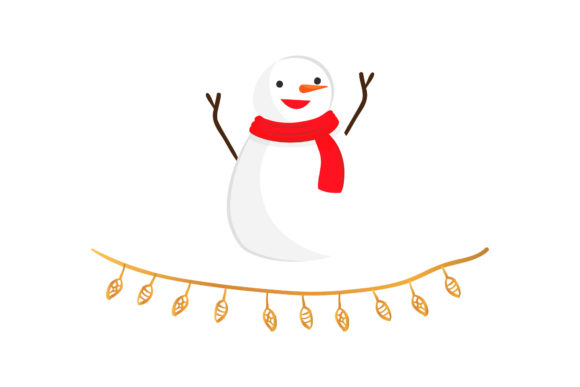 Snowman Light Decoration Christmas Set Illustrations