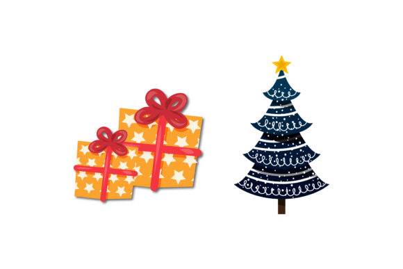 Tree Gift Asset Christmas Set Illustrations