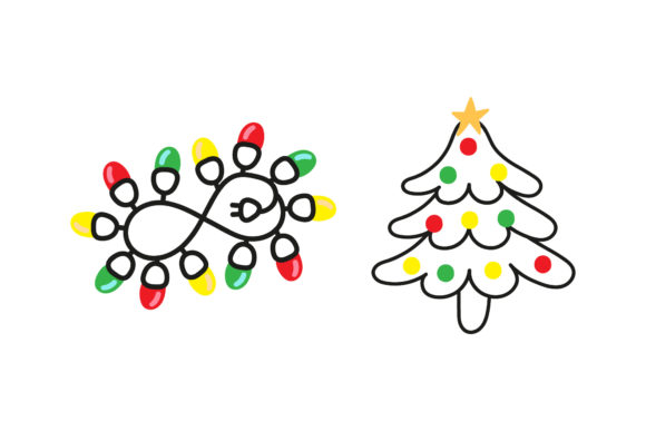 Tree Light Decor Asset for Christmas Illustrations