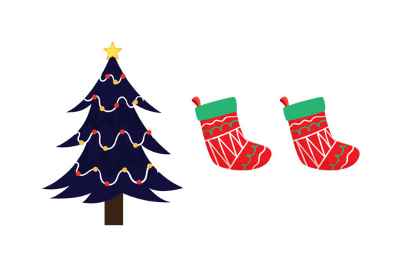Tree Stocking Christmas Asset Illustrations